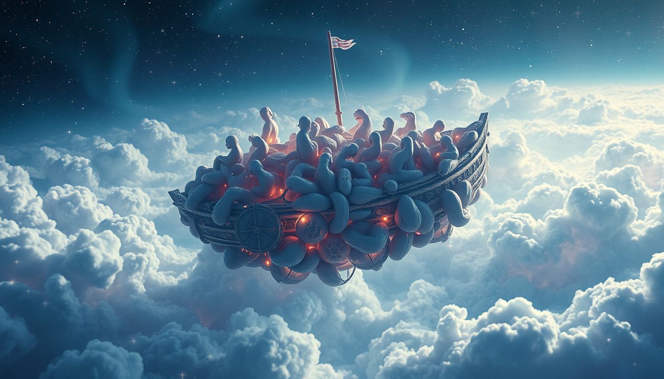 Ein überfülltes Rettungsboot symbolisiert überwältigende Verantwortung und Druck.