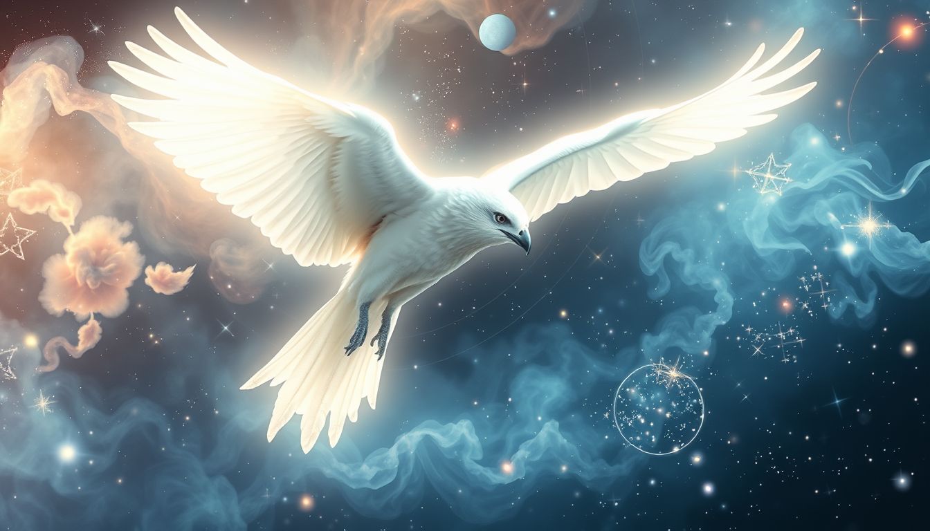 Der weiße Nachtfalke symbolisiert Reinheit, Hoffnung und Erleuchtung.