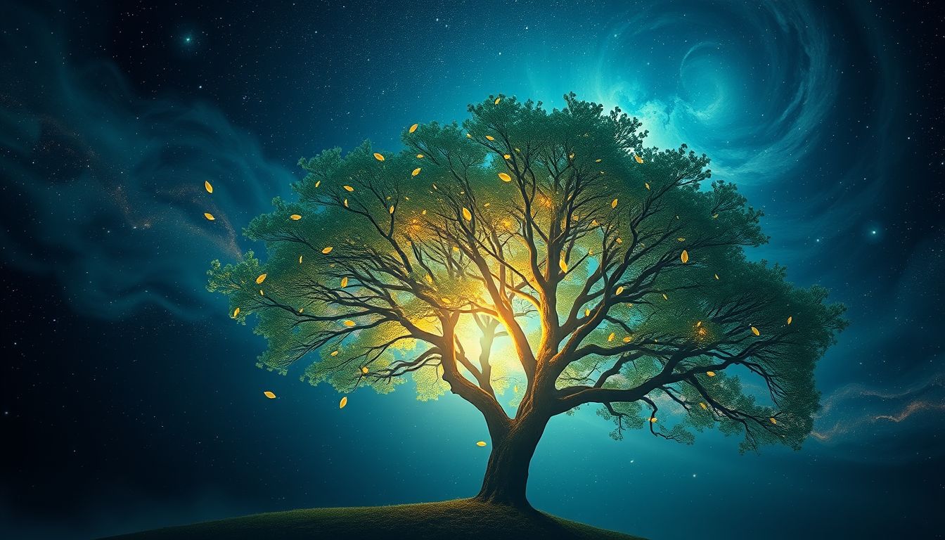 Eine Ulme, die Blätter verliert, symbolisiert Verlust und Veränderung.