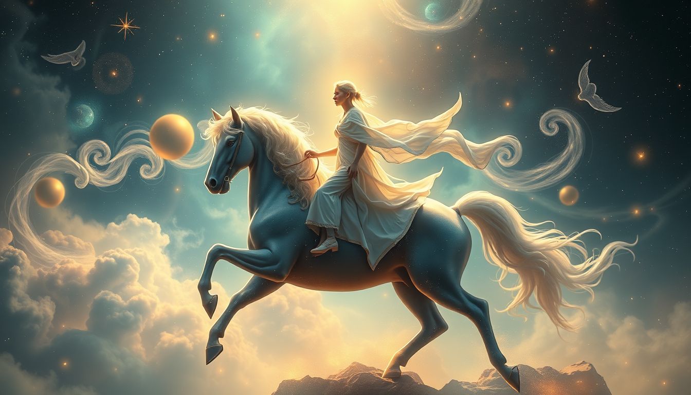 Pancras symbolisiert im Traum auf dem Pferd Stärke und Freiheit.