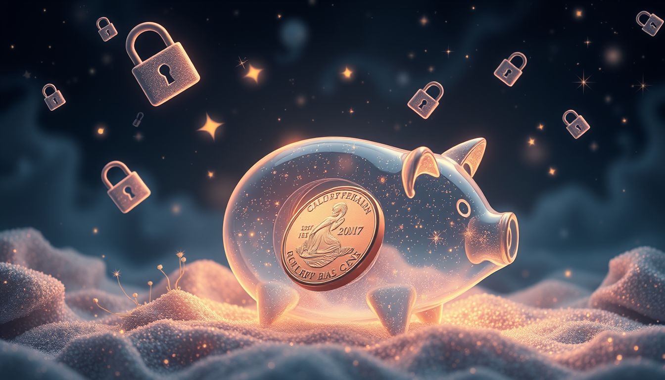 Ein Penny im Sparschwein symbolisiert finanzielle Sicherheit und Zukunftsvorsorge.