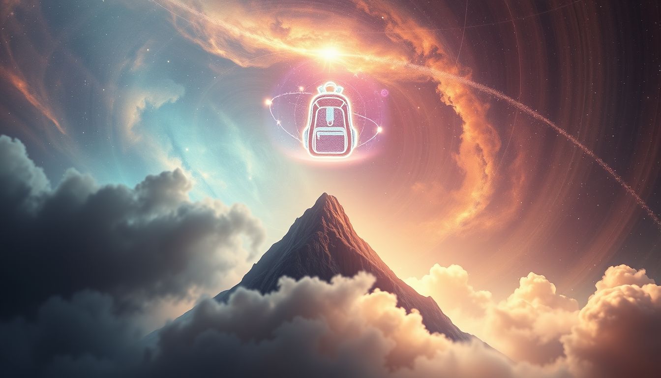 Der Rucksack symbolisiert Ehrgeiz und Herausforderungen beim Bergsteigen.
