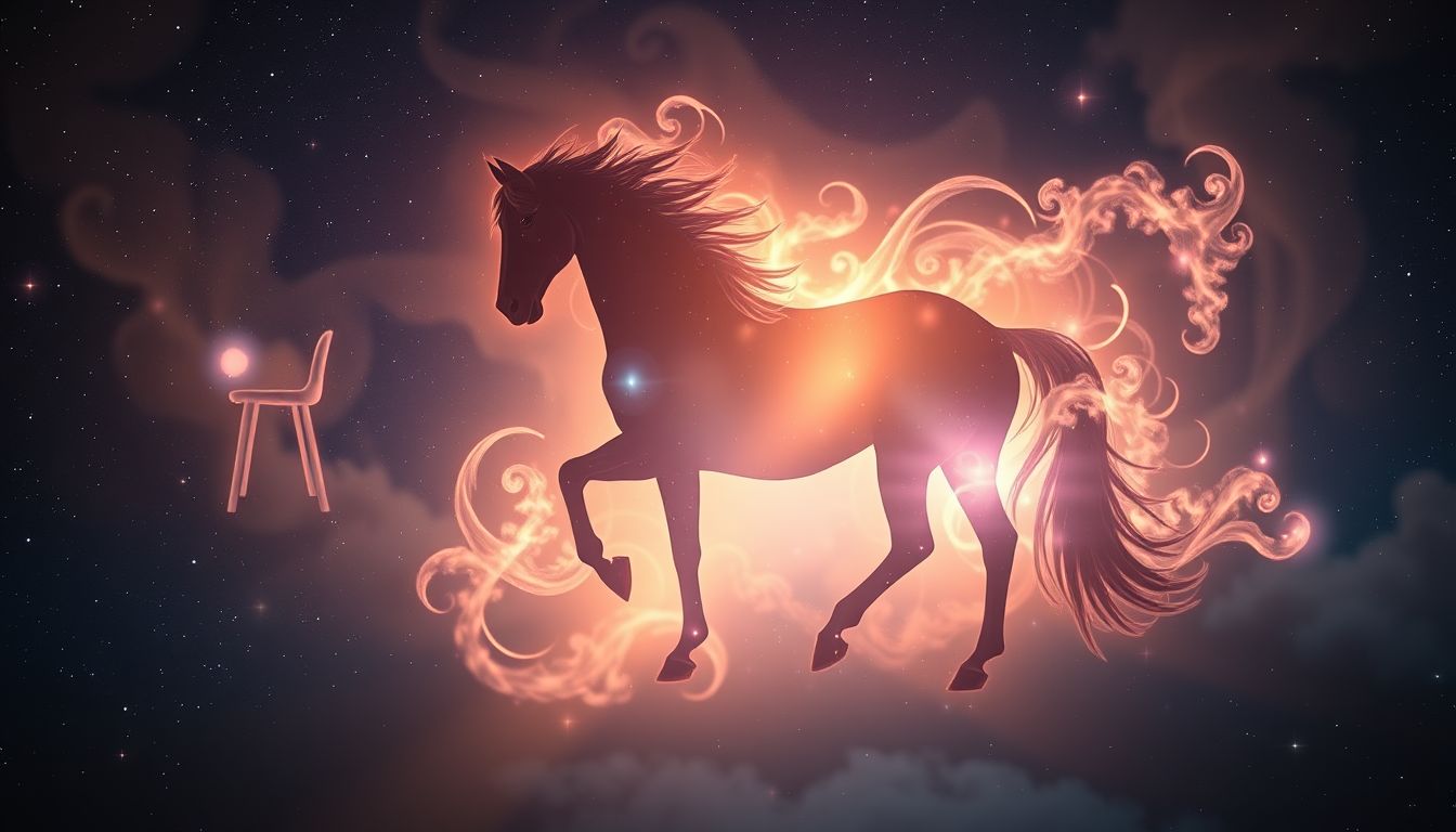 Auf einem Pferd sitzen symbolisiert Kontrolle und innere Stärke im Traum.