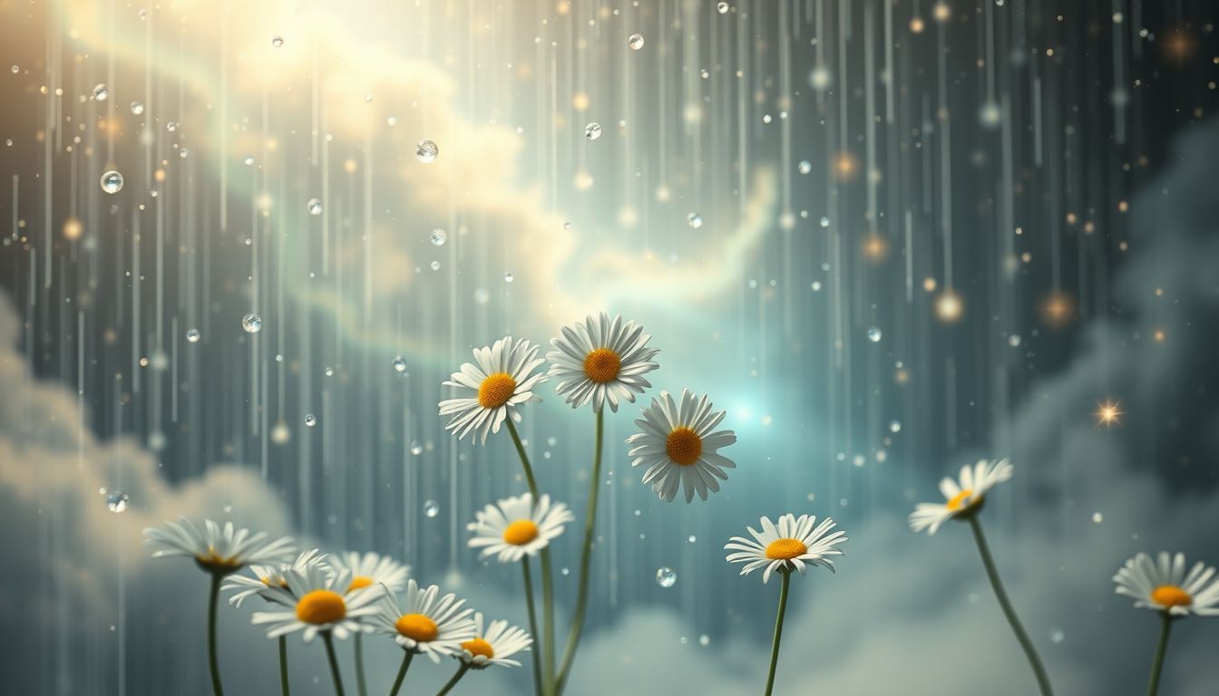 Träume von Gänseblümchen im Regen symbolisieren Hoffnung trotz Herausforderungen.