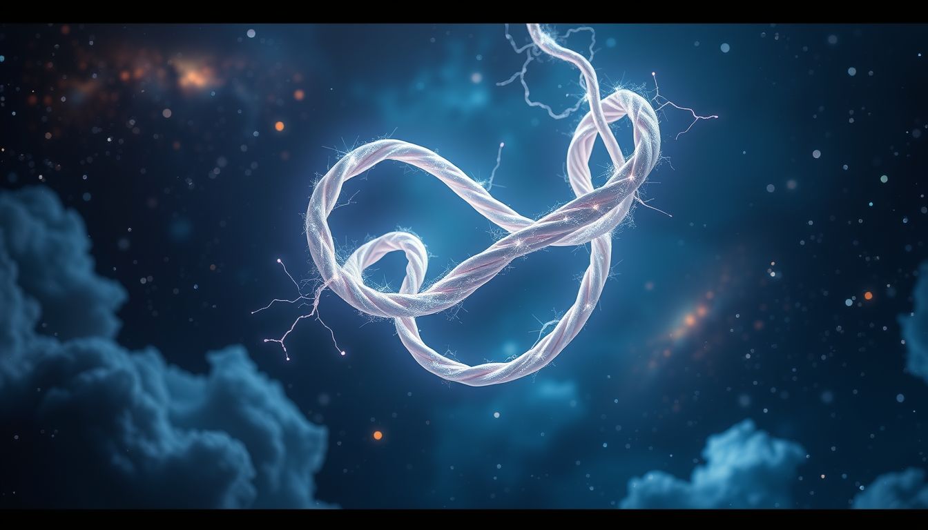 Eine verdrehte Nabelschnur symbolisiert innere Konflikte und Loslösung.