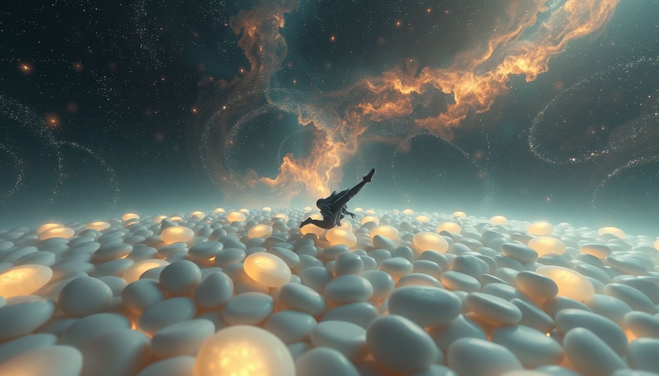 Das Ausrutschen auf Rheinkieseln symbolisiert unerwartete Lebenshindernisse.