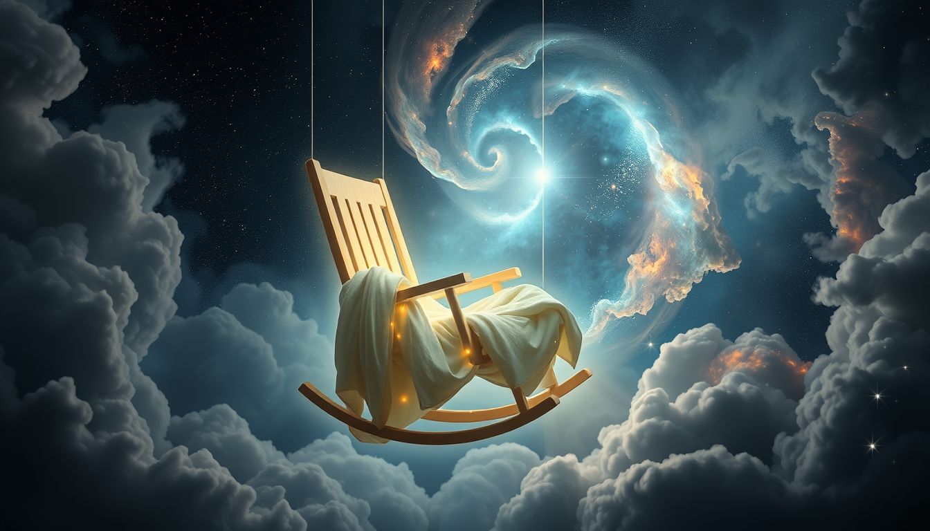 Ein Schaukelstuhl mit Decke symbolisiert Geborgenheit und innere Ruhe.