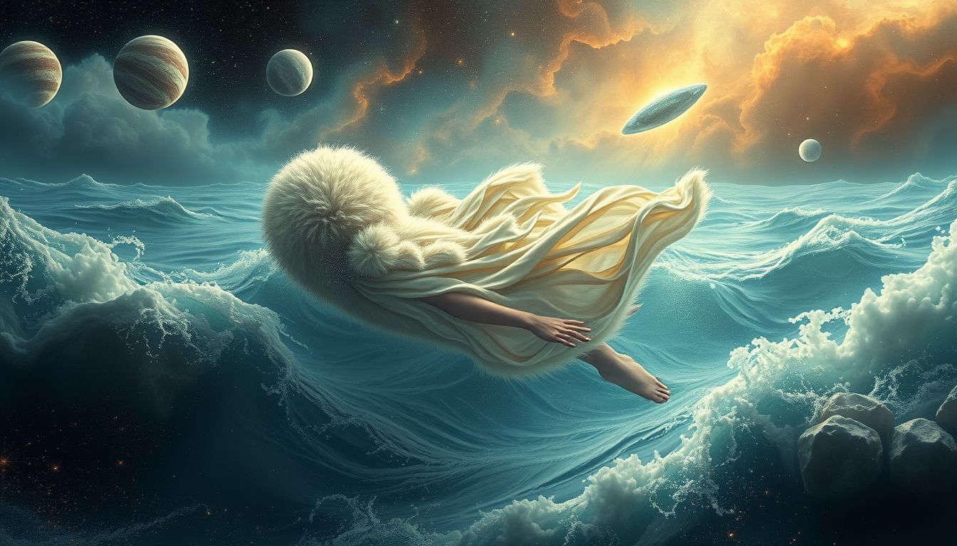 Das Schwimmen im Kuppelfellmantel symbolisiert emotionale Schutzsuche.