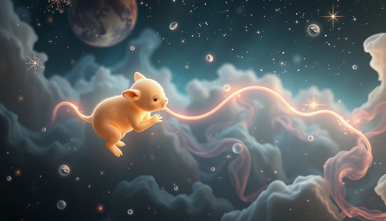 Ein Tier nagt an der Nabelschnur symbolisiert Verlustängste und Kontrolle.