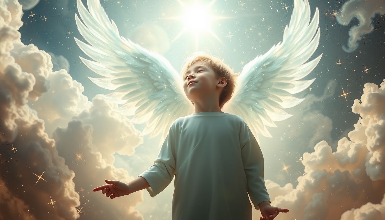 Ein Chorknabe symbolisiert Reinheit, die sich zum Engel wandelt.