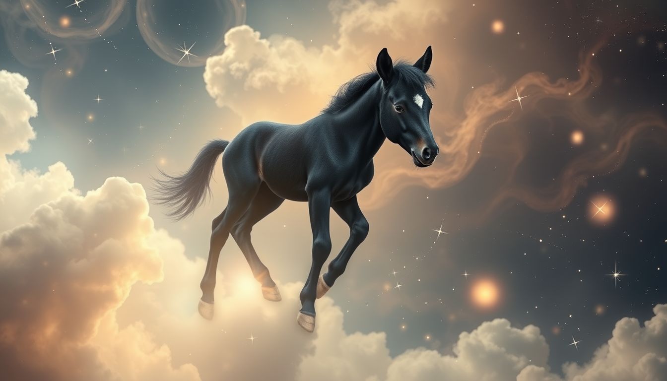 Ein schwarzes Fohlen symbolisiert Neubeginn und ungeahnte Kraft.