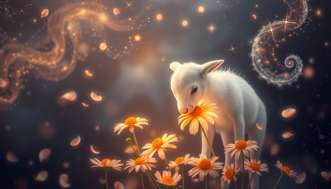 Ein Tier frisst Arnika als Symbol für Heilung und Schutz.