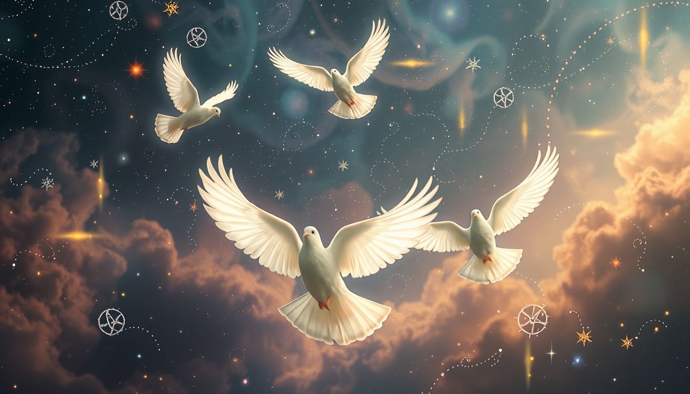 Hippie-Friedenstauben symbolisieren Freiheit und Harmonie im Traum.