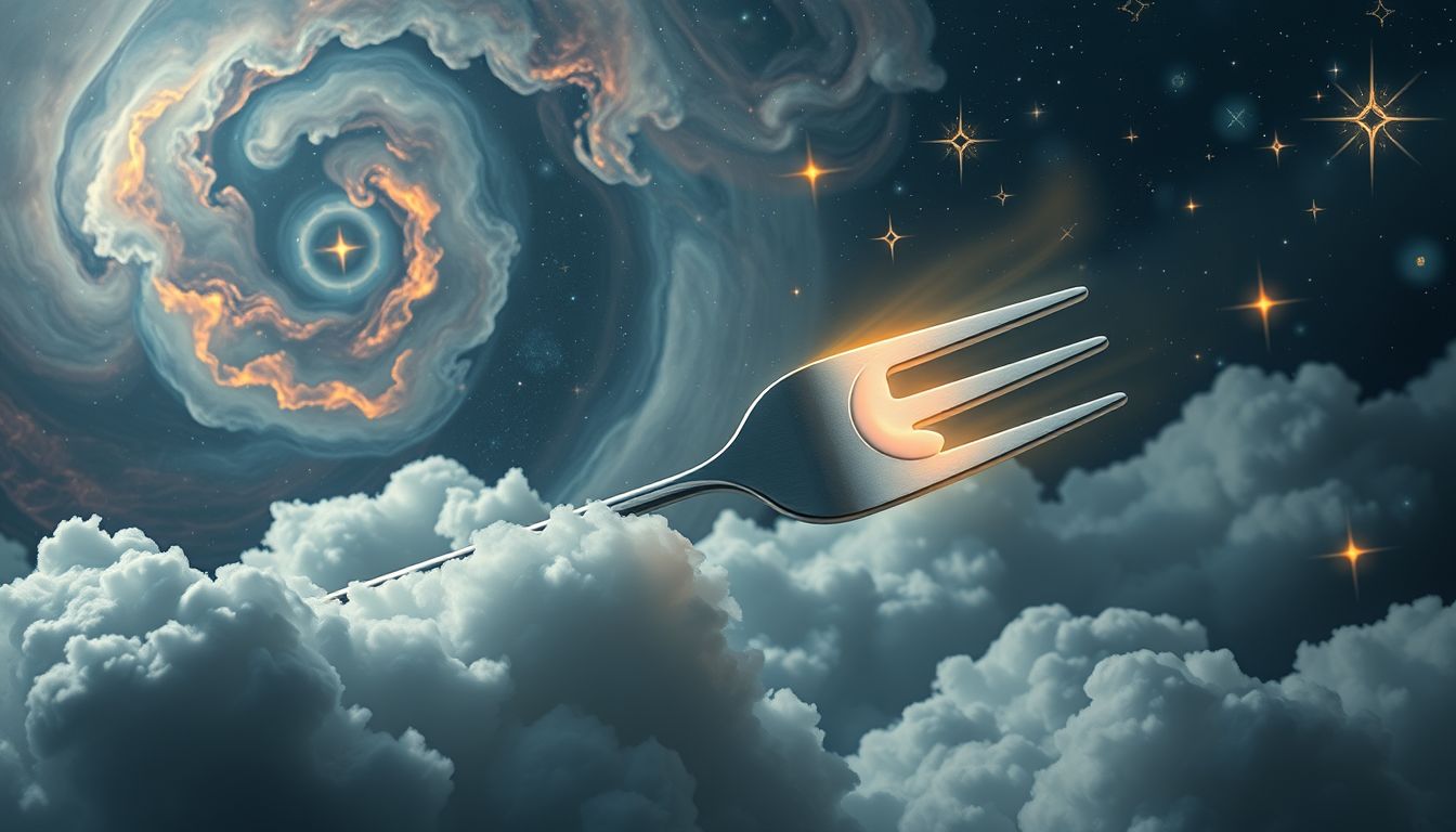 Eine sprechende Ofengabel symbolisiert unerwartete Einsichten im Traum.