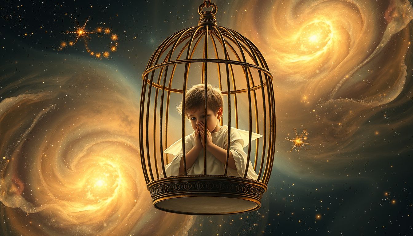 Ein Chorknabe im goldenen Käfig symbolisiert unerfüllte Freiheit.