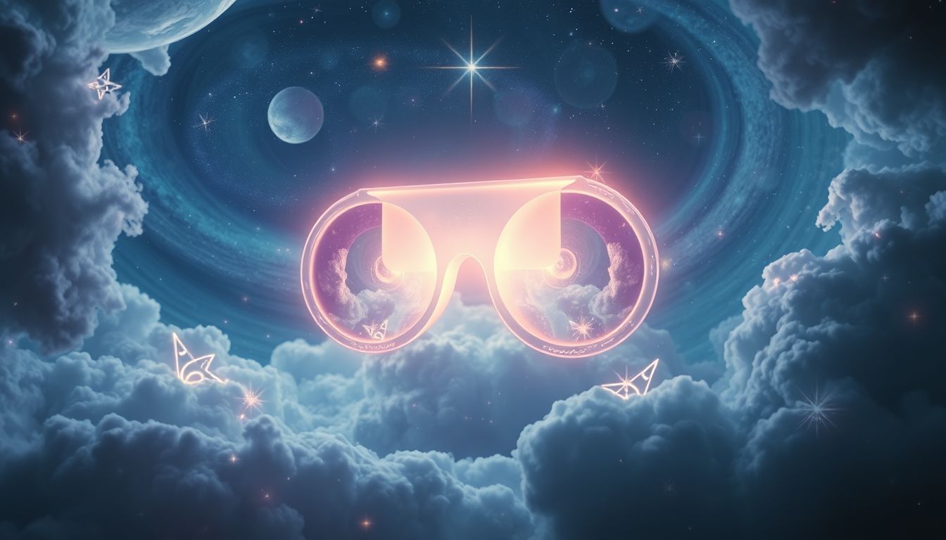 Ein Fernglas mit doppelten Bildern symbolisiert verwirrte Lebensperspektiven.