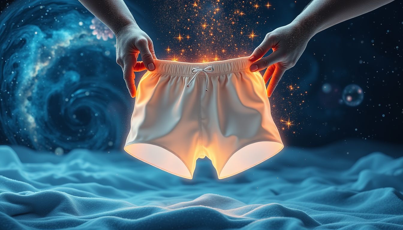 Das Bügeln einer Badehose symbolisiert das Ordnen emotionaler Konflikte.