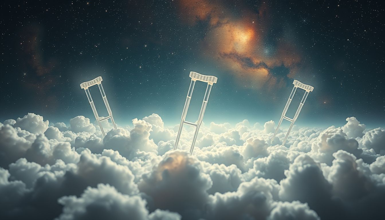 Kunststoff-Krücken im Traum symbolisieren oft künstliche Unterstützung oder Abhängigkeit.