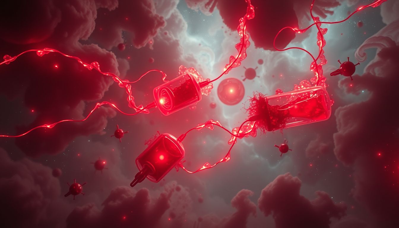 Eine schmutzige Transfusion symbolisiert innere Konflikte und Unsicherheiten.