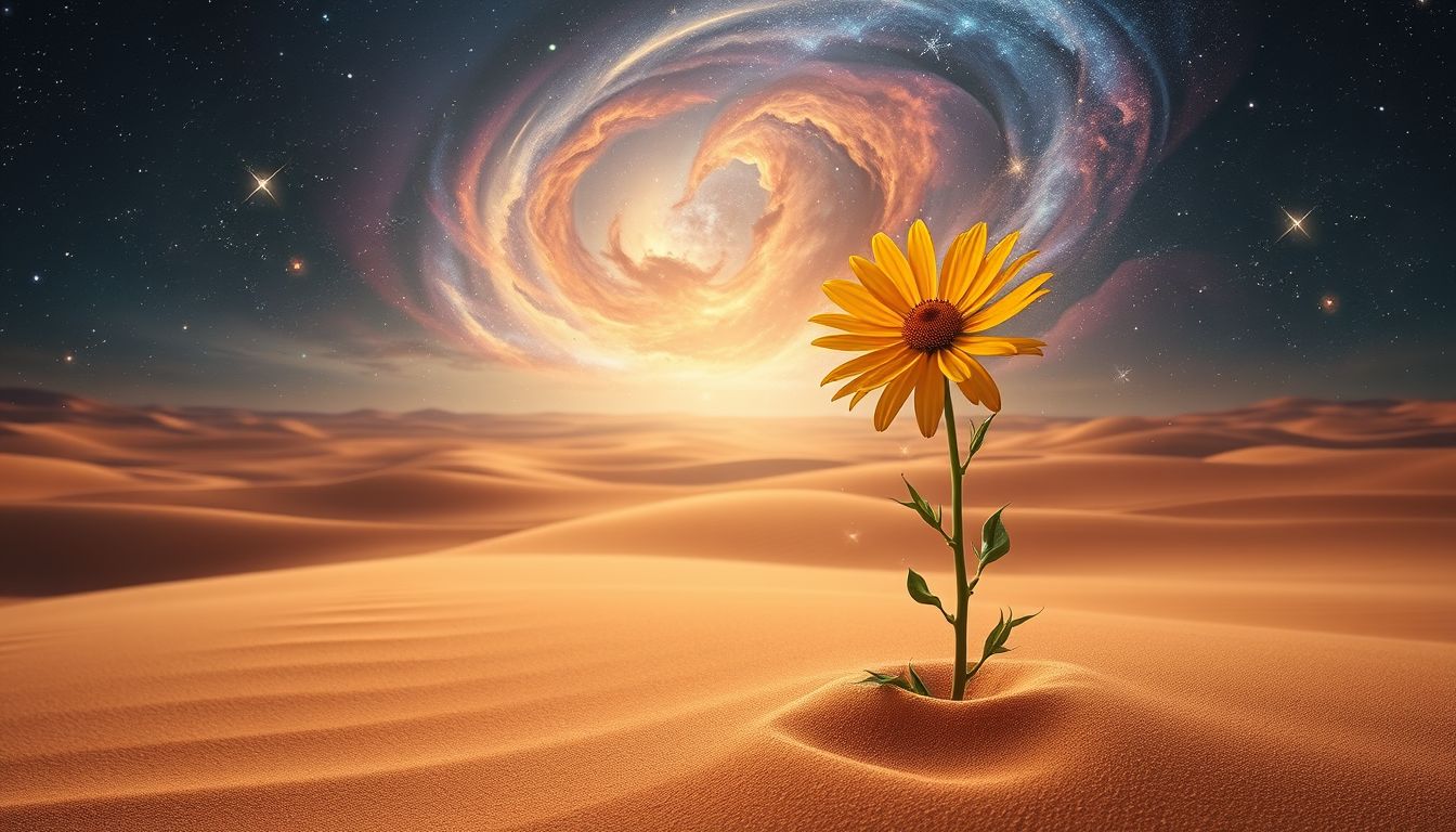 Arnika in der Wüste symbolisiert Heilung in schwierigen Lebenslagen.