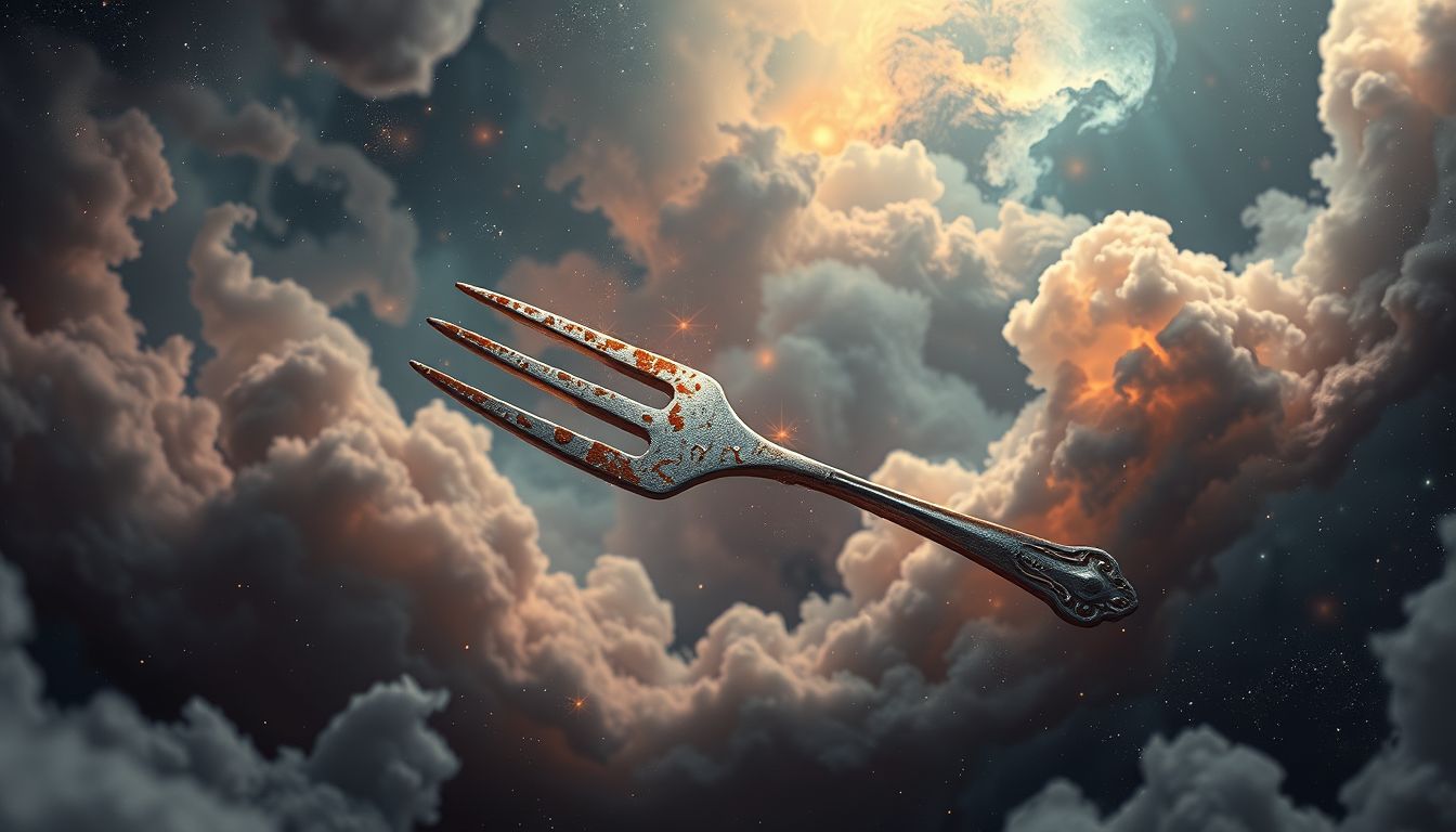 Eine rostige Ofengabel symbolisiert alte ungelöste Konflikte.