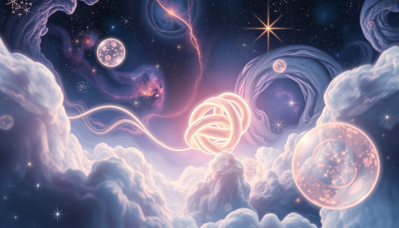 Eine verknotete Nabelschnur symbolisiert innere Konflikte und Bindungen.