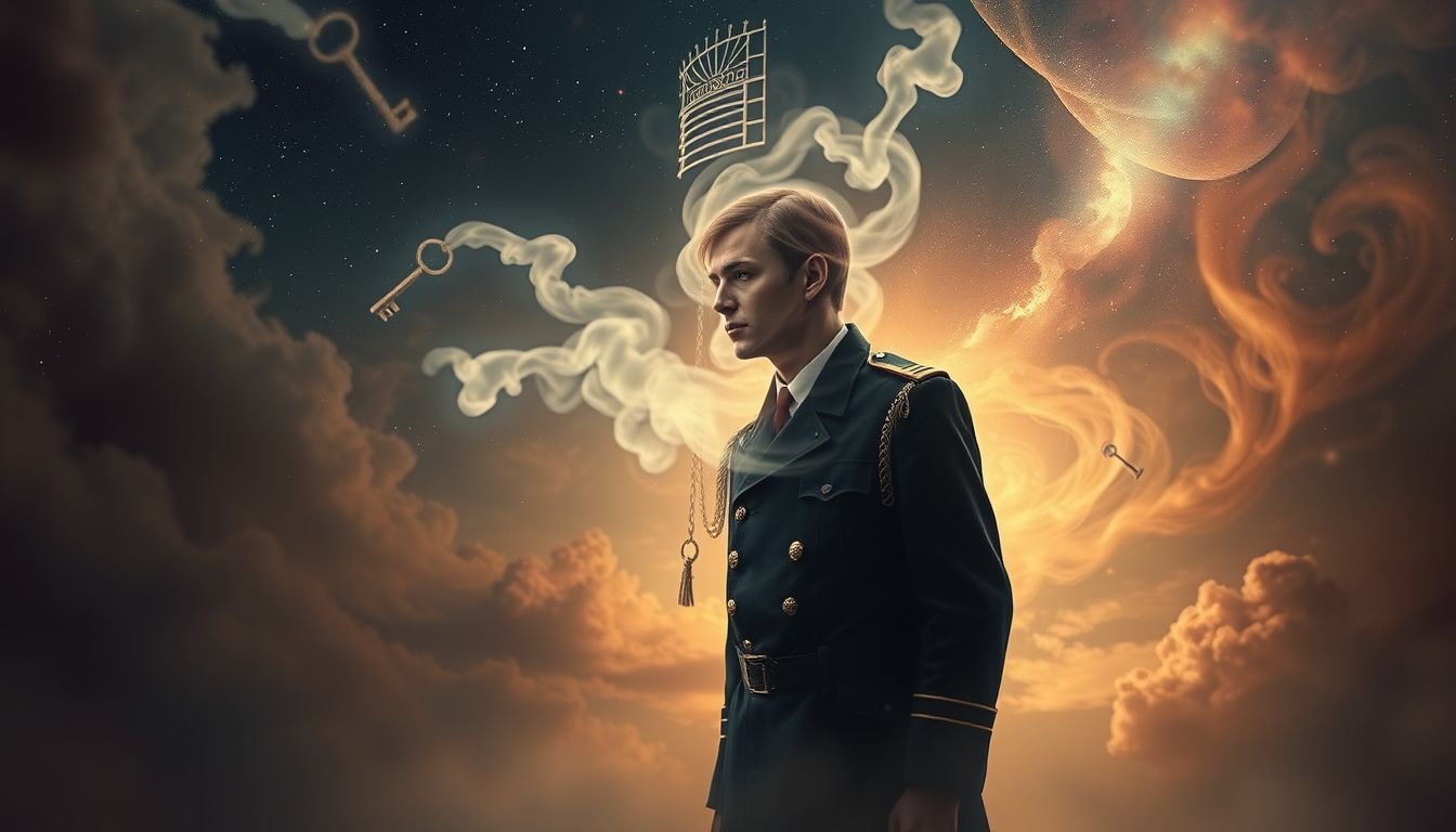 Ein alter Gefängniswärter symbolisiert strenge Kontrolle und vergangene Autorität.