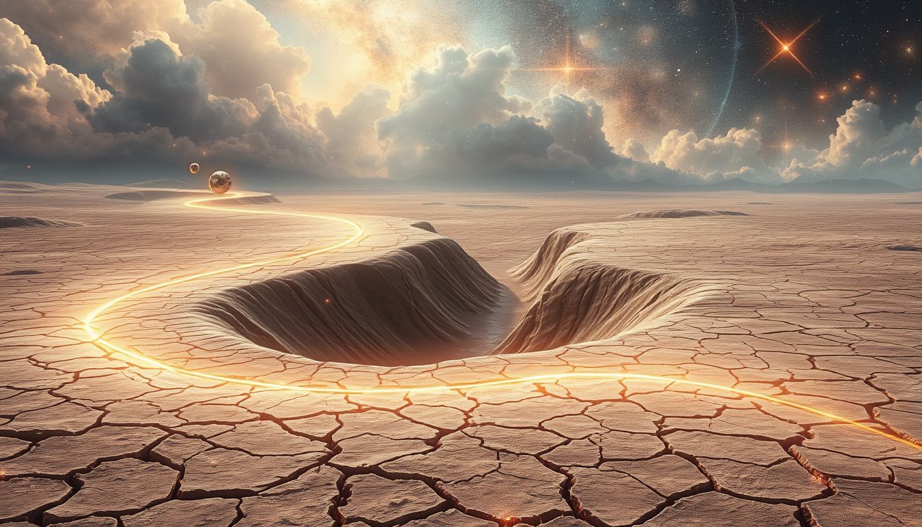 Ein ausgetrockneter Mäander symbolisiert verlorene Lebensenergie und Stagnation.