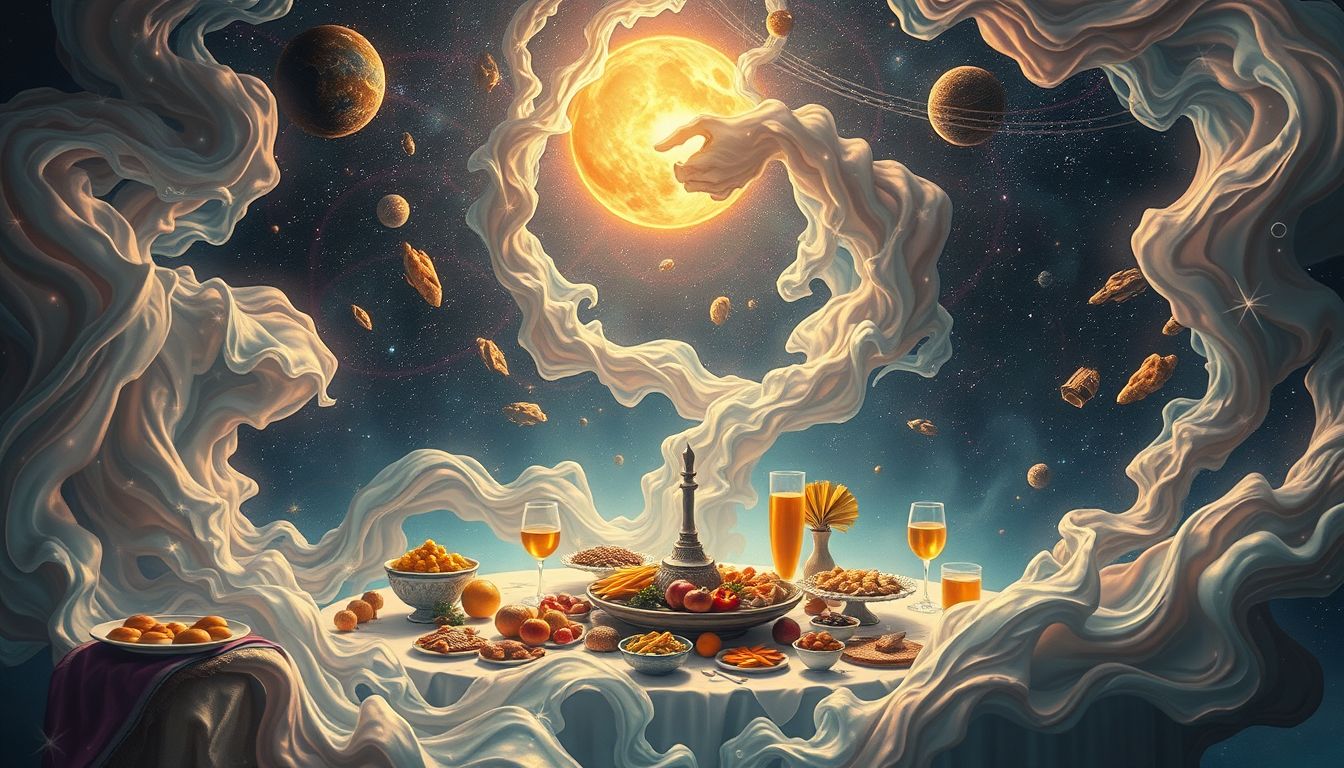 Ein übermäßiges Totenmahl symbolisiert innere Konflikte und Überforderung.