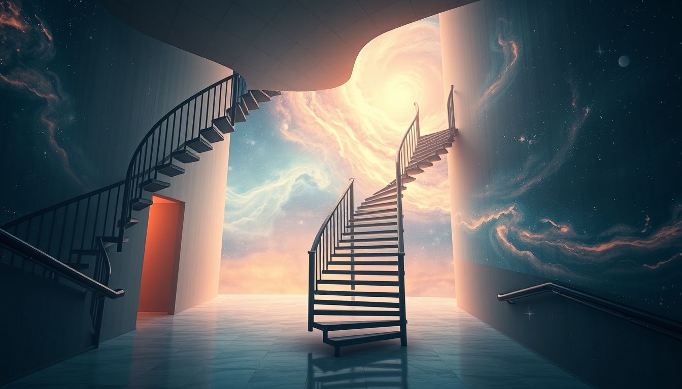 Ein Treppenhaus im Traum symbolisiert oft Lebensübergänge und Entwicklung.