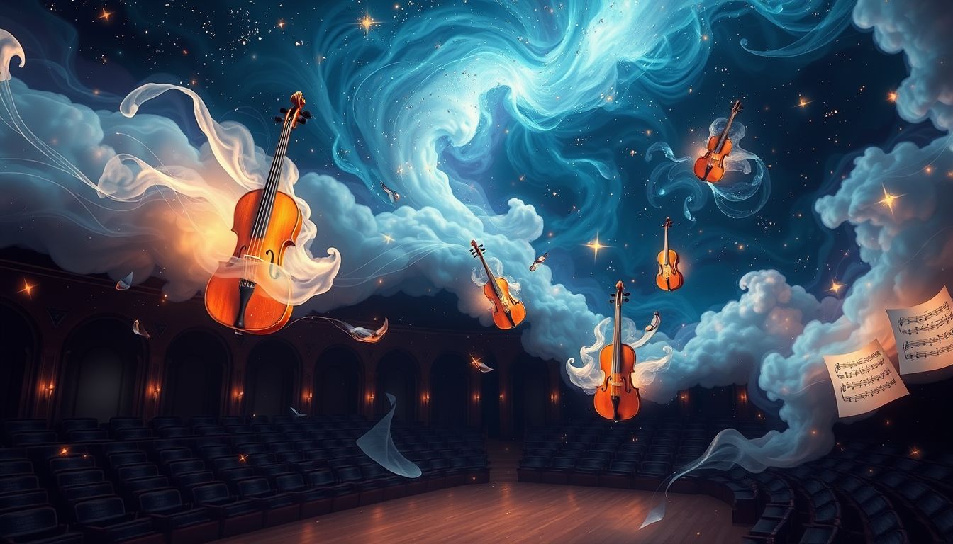 Ein Konzert im Konservatorium symbolisiert persönliche Kreativität und Selbstverwirklichung.