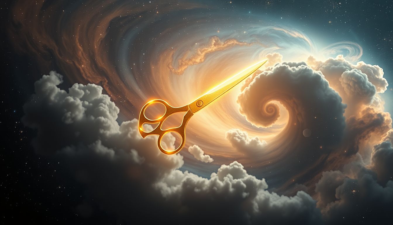 Ein goldene Schere im Traum symbolisiert wertvolle Veränderung und Erfolg.