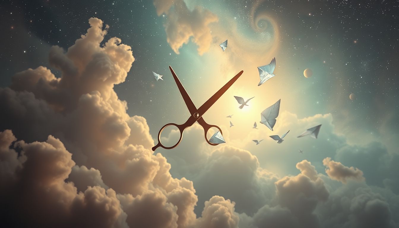 Ein sich selbst bewegende Schere symbolisiert unerwartete Veränderungen.