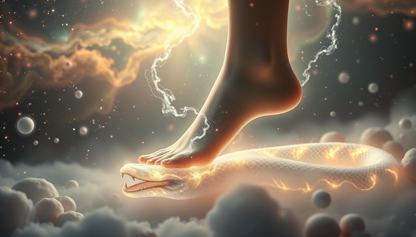 Treten auf eine Schlange symbolisiert das Überwinden heimlicher Ängste.