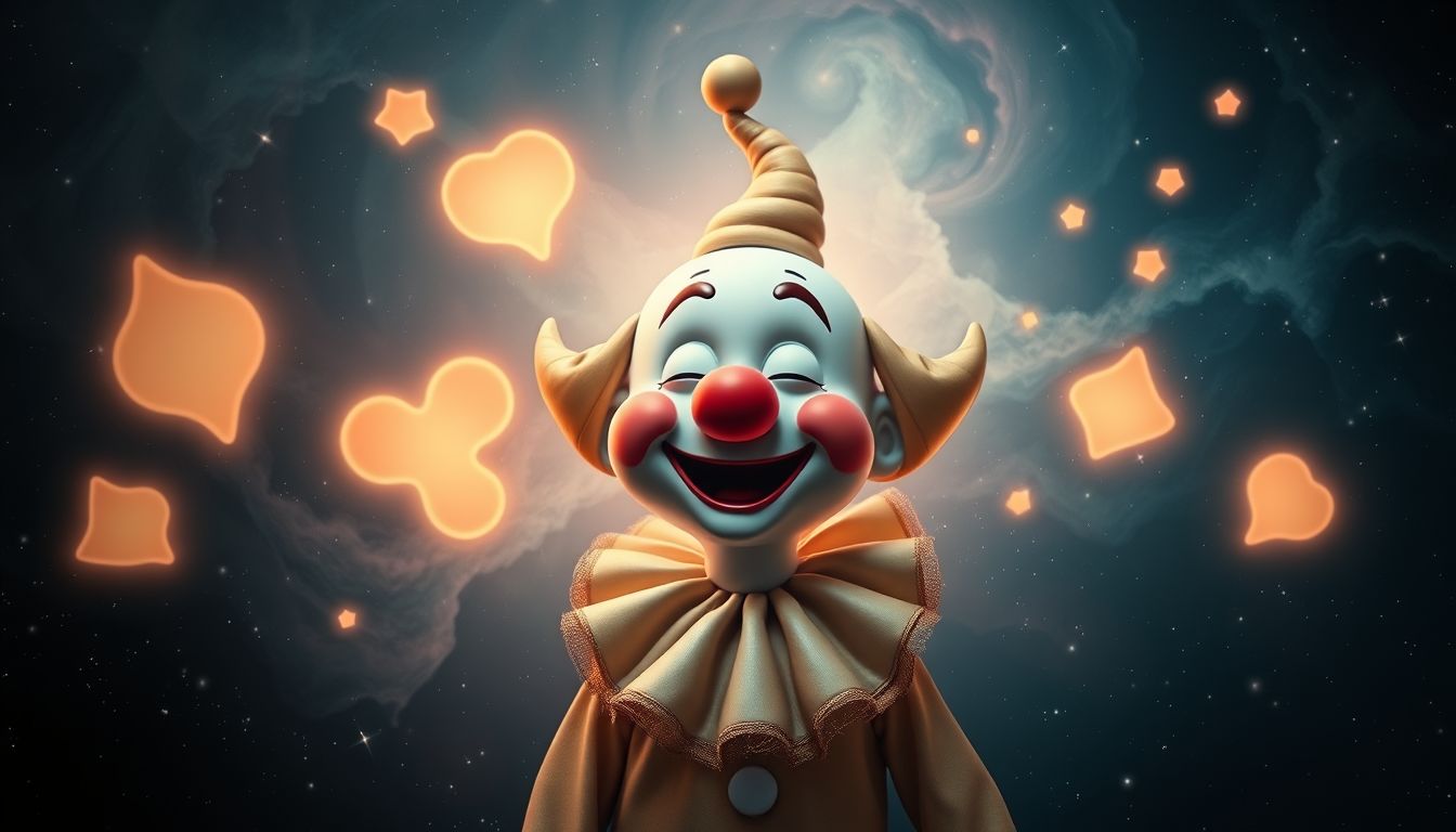 Ein Clown, der Witze erzählt, symbolisiert verborgene Freude im Traum.
