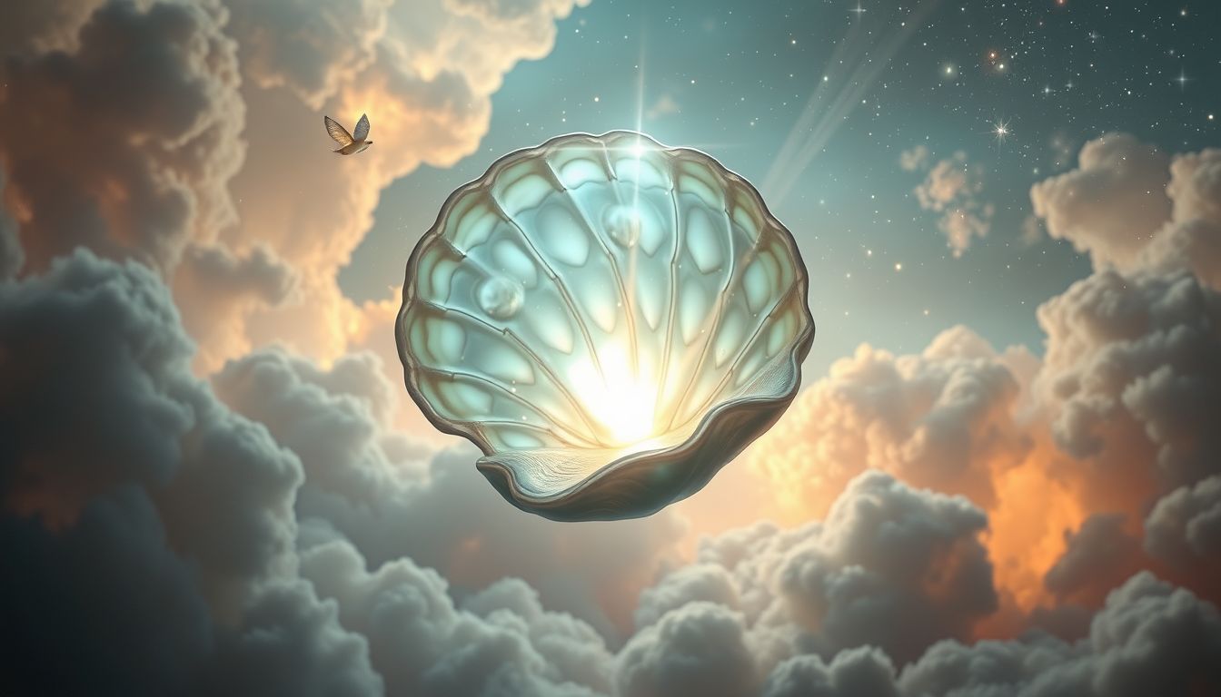Eine leuchtende Abalone symbolisiert spirituelle Erleuchtung und Schutz.