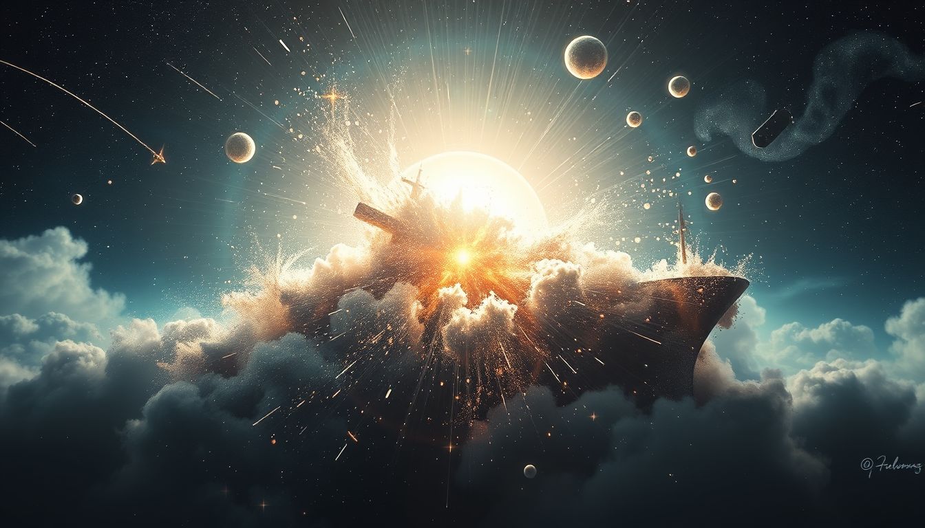 Ein explodierender Frachter im Traum symbolisiert plötzliche Lebenskrisen.