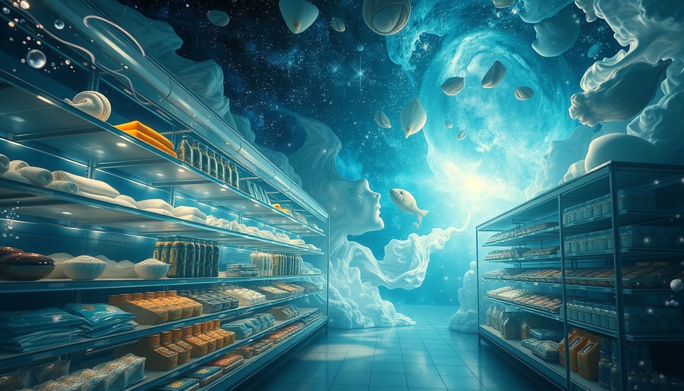 Unter Wasser symbolisiert Supermarkt verborgene Emotionen und unbewusste Konflikte.