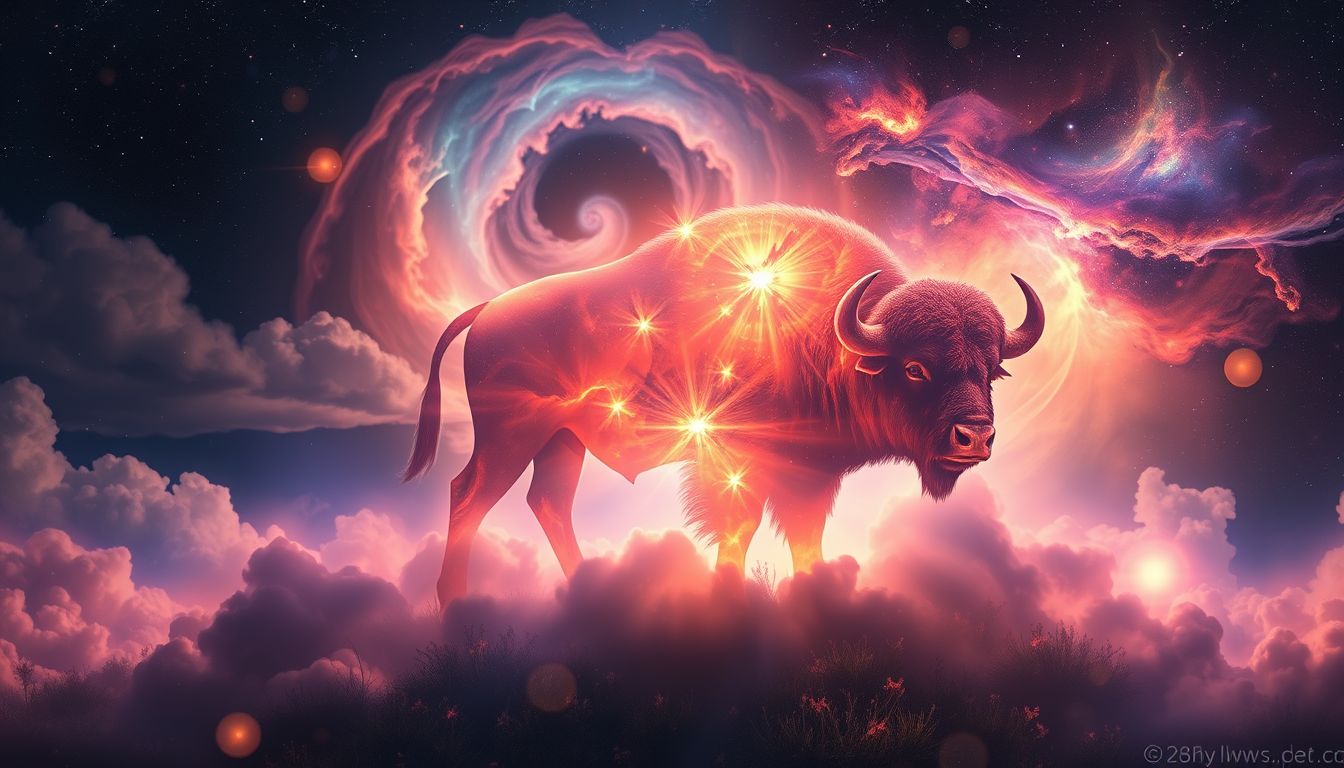 Der spirituelle Büffel symbolisiert Stärke, Naturverbundenheit und Urkraft.