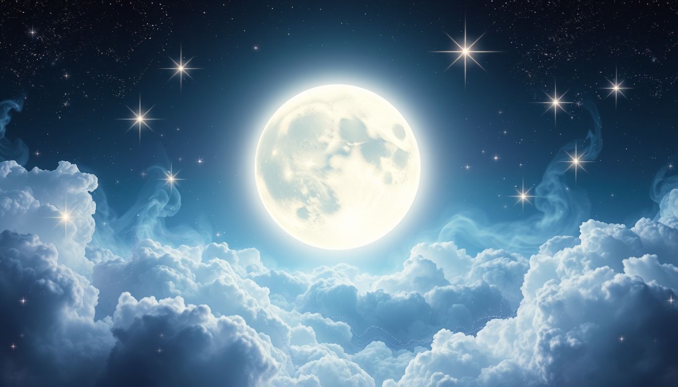 Ein strahlender Mond symbolisiert oft spirituelle Erleuchtung und Führung.