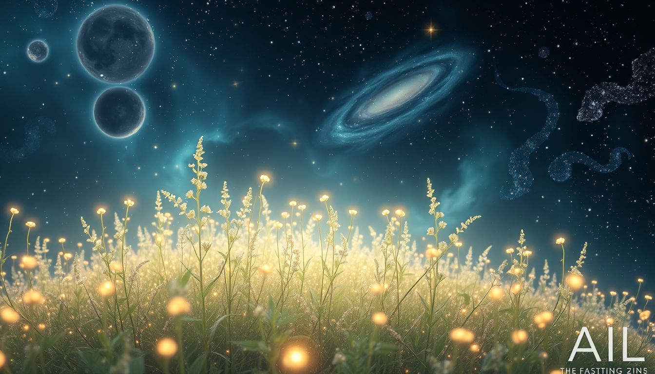Ein Kräuterfeld symbolisiert spirituelles Wachstum und innere Heilung.