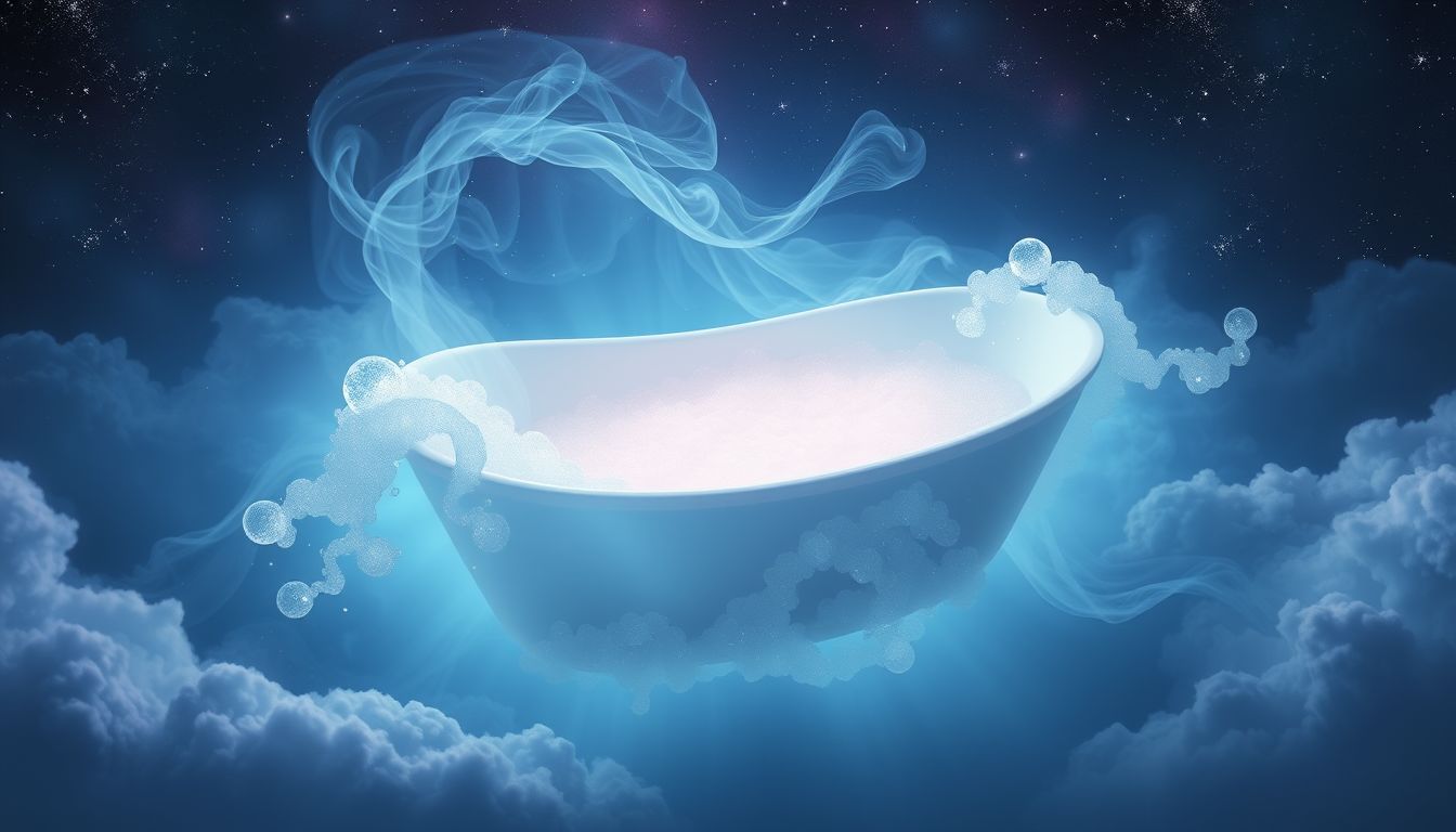 Eine Wanne mit Schaum symbolisiert Reinigung und emotionale Erneuerung.