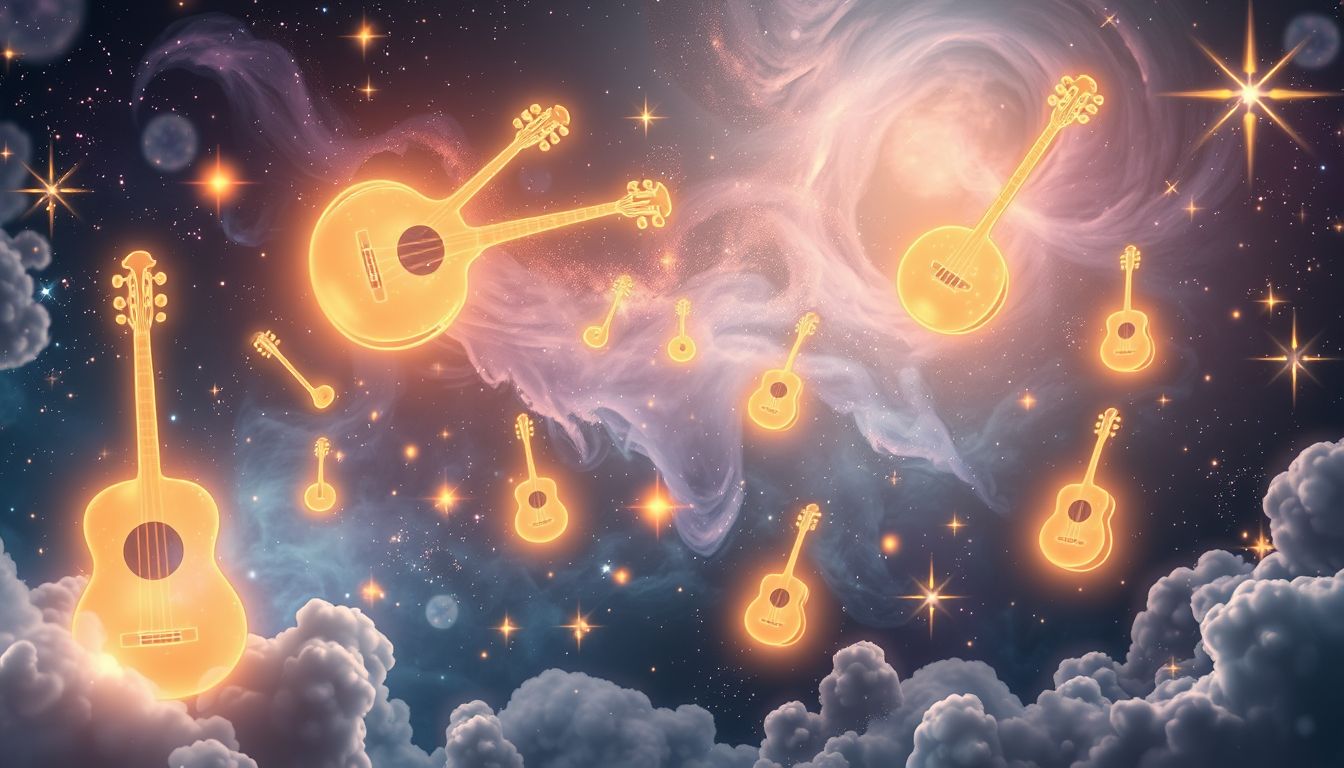 Eine Schar Instrumente symbolisiert kreative Gemeinschaft und harmonische Zusammenarbeit.