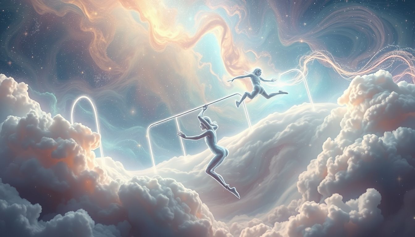 Springen über Hürden symbolisiert oft Überwindung von Lebenskrisen.