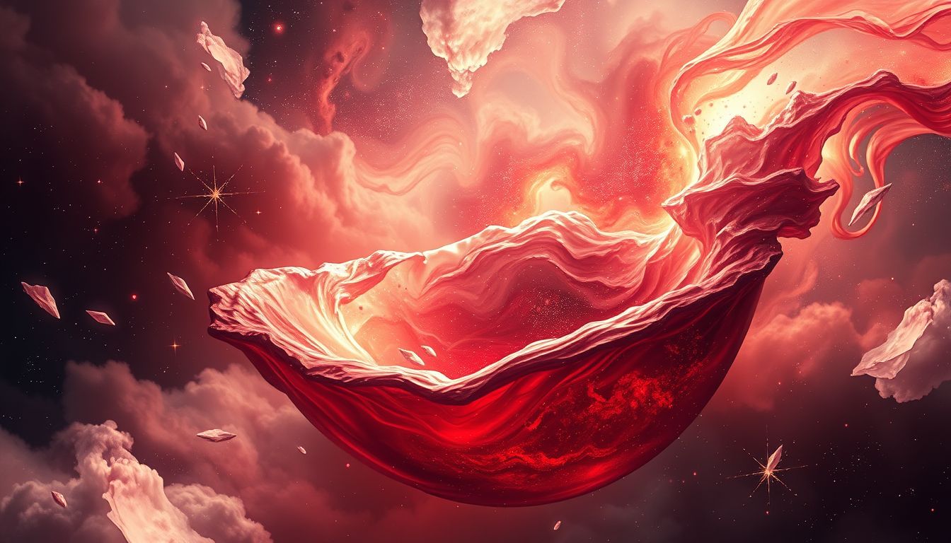 Ein blutgefülltes Spülbecken symbolisiert innere Konflikte und Schmerz.