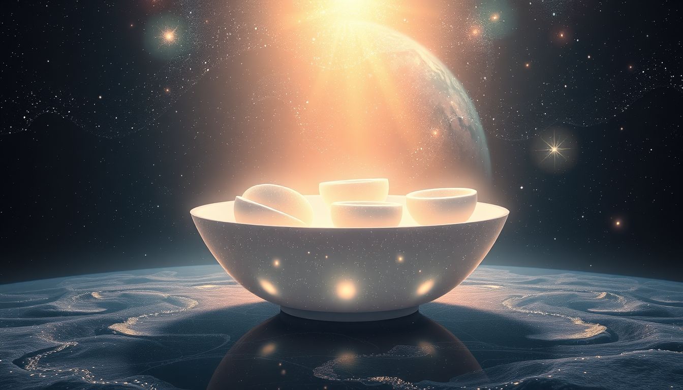 Ein Spülbecken voller sauberem Geschirr symbolisiert inneren Frieden.