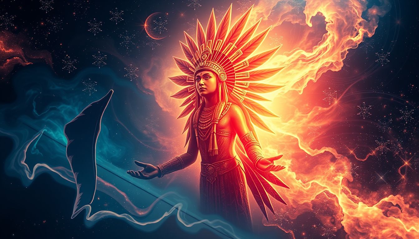 Ein aztekischer Priester symbolisiert Weisheit und spirituelle Führung im Traum.