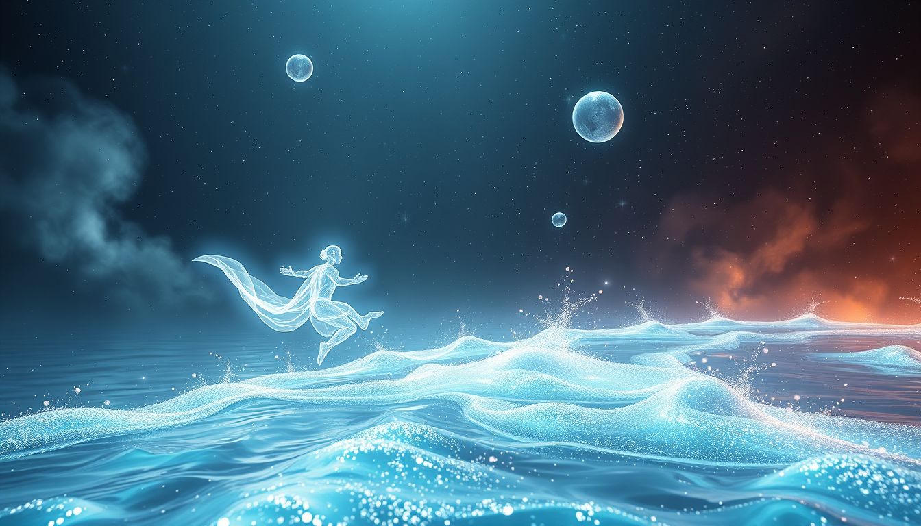 Müheloses Schwimmen im klaren Fluss symbolisiert innere Freiheit und Harmonie.