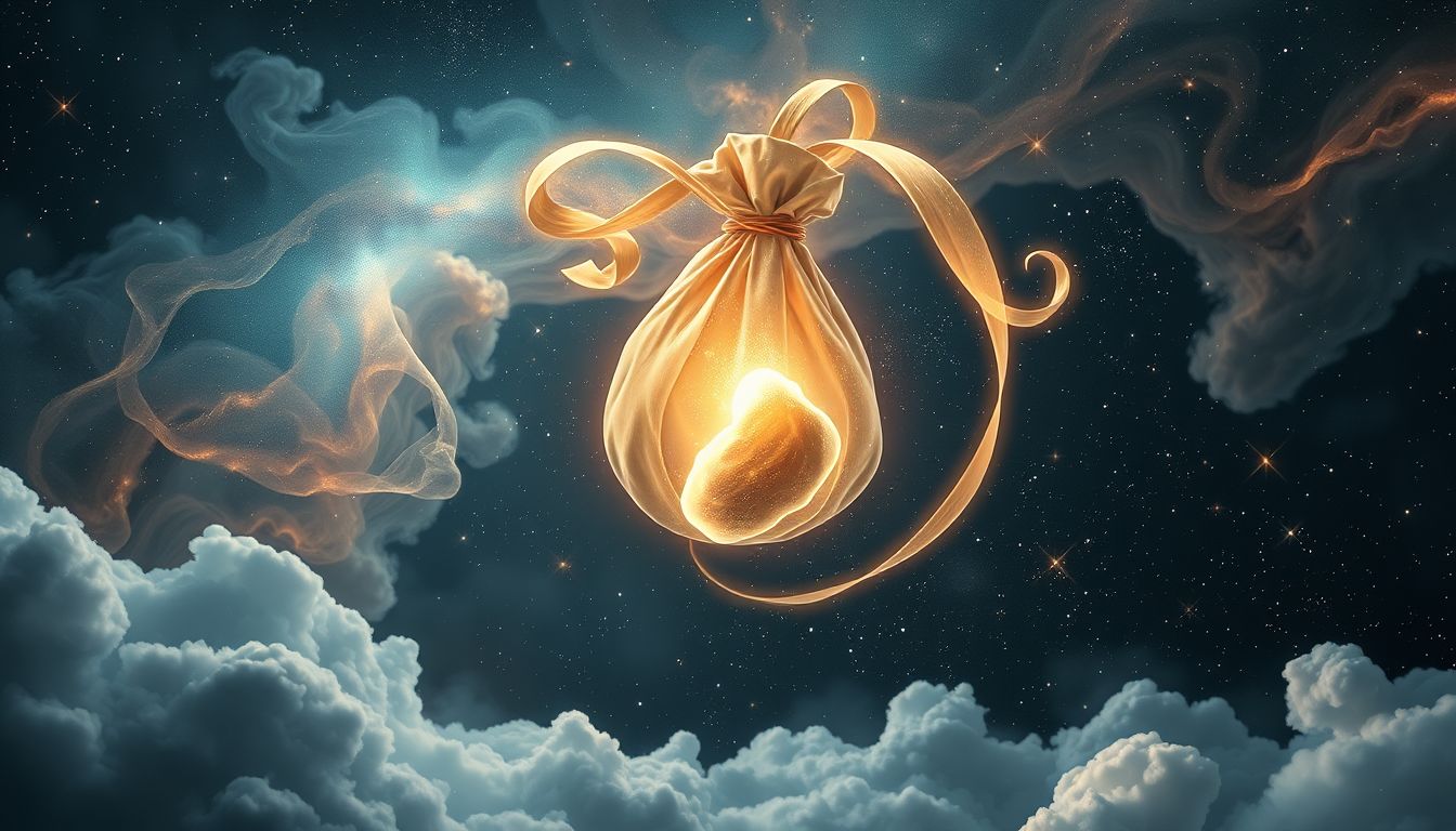 Die wiedergefundene Tasche symbolisiert verlorene Werte trotz Schäden.