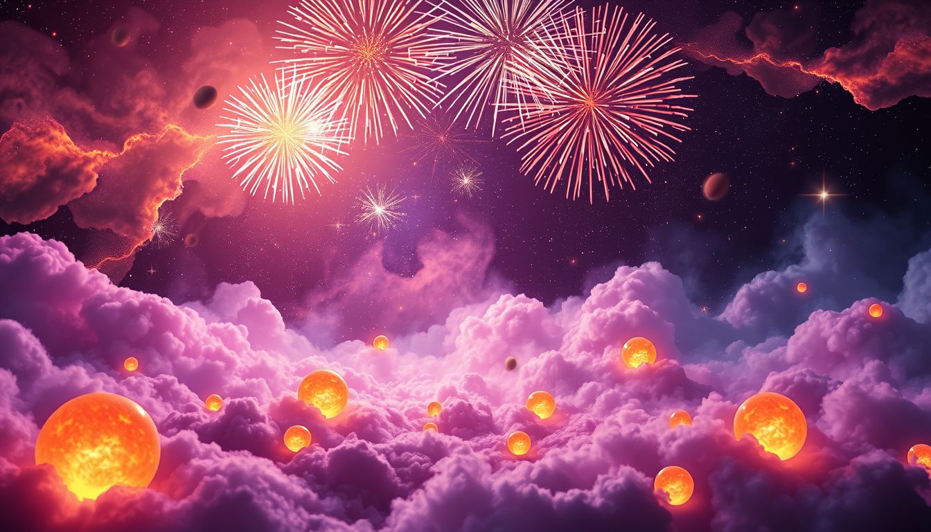 Ein Grillfest mit Feuerwerk symbolisiert lebendige Freude und erfolgreiche Neuanfänge.